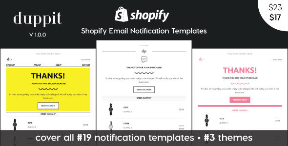 duppit – Notification Electronic mail Templates for Shopify Themes